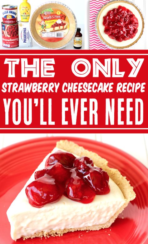 Strawberry Cream Cheese Pie Recipe Strawberry Cream Cheese Pie Recipe, Strawberry Cheesecake Recipe Easy, Strawberry Cream Cheese Dessert, Easy No Bake Strawberry Cheesecake, Strawberry Cheesecake No Bake, Cream Cheese Desserts Easy, Strawberry Cream Cheese Pie, Cream Cheese Pie Recipes, Cheesecake Pie Recipes