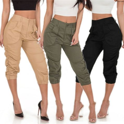 Summer Trousers, Cargo Pants Outfit, Cropped Pants Women, Fur Clothing, Slim Trousers, Cargo Pants Women, Casual Fall, Pants Outfit, High Waisted Pants