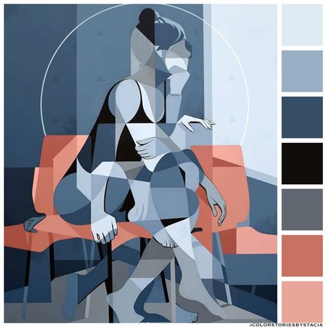 Picasso Color Palette, Eric Pause, Cubist Portraits, Cubist Paintings, Slate Color, Cubist Art, Color Story, Feeling Blue, Color Stories