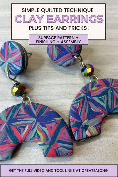 Quilted Pattern, Drilling Holes, Supply List, Surface Pattern, Sanding, Clay Crafts, Clay Jewelry, Polymer Clay Earrings, Being Used