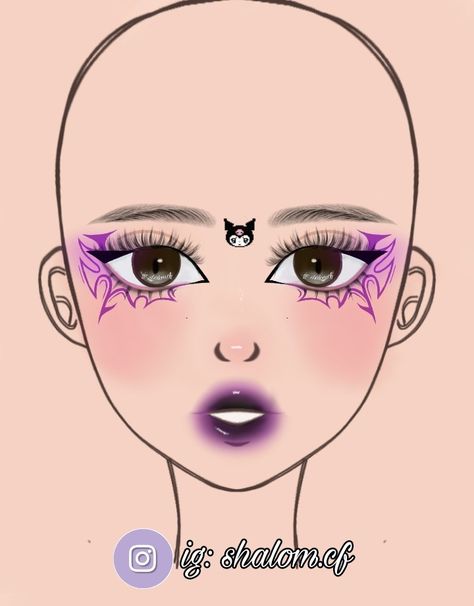 Kuromi 💜🌸 Alt Makeup, Graphic Makeup, Valentines Makeup, Graphic Liner, Inspired Makeup, Edgy Makeup, My Melody, Face Art, Maquillaje De Ojos