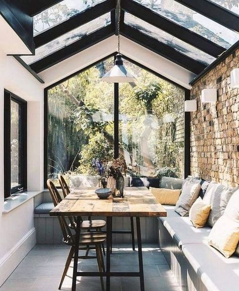 Kitchen Apartment Ideas, Cozy Living Room Design, Patio Inspiration, House Extension Design, Design Salon, Glass Roof, House Extensions, Cozy Living Rooms, Modern Industrial