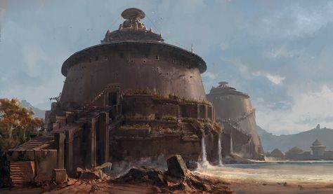 Sci Fi Environment, Fantasy City, Fantasy Places, Concept Art Drawing, Round House, Fantasy Concept Art, High Fantasy, Environment Design, Environment Concept Art