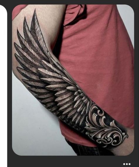 Tattoo Women Back, Forearm Wing Tattoo, Wing Tattoo Arm, Tatoo Ring, Man Tattoo Ideas, Arm Cover Up Tattoos, Women Tattoo Ideas, Forearm Cover Up Tattoos, Men's Tattoo