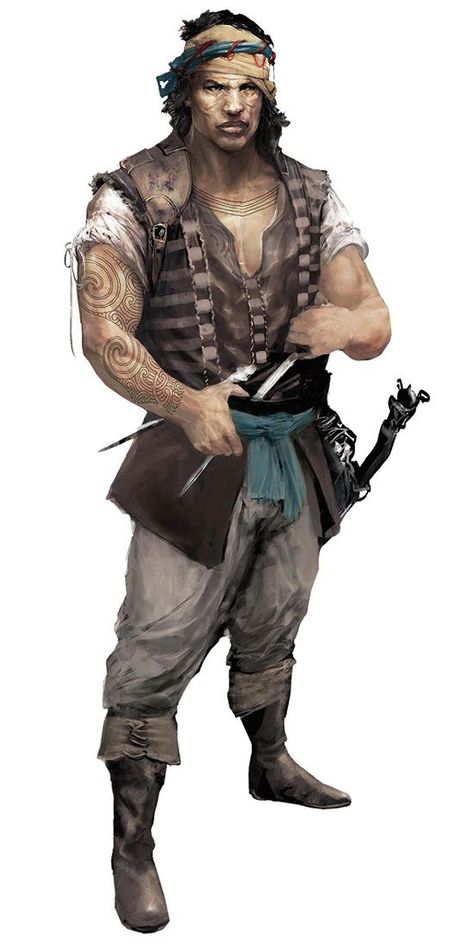 Sept Moreith - Mate aboard HMSV Zephyrus "Try to board my ship and it will cost you at least a hand..." Assassins Creed Ii, Pathfinder Character, Pirate Art, Model Sheet, Fantasy Portraits, Human Male, Warhammer Fantasy, Fantasy Warrior, Fantasy Rpg