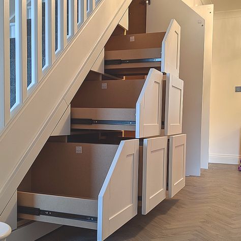 Stair Storage Under The, Under The Stairs Drawers, Staircase Cupboard Ideas, Drawers Under Stairs, Under Staircase Storage, Stair Cupboard, Under The Stairs Storage, Storage Under Stairs, Storage Under Staircase