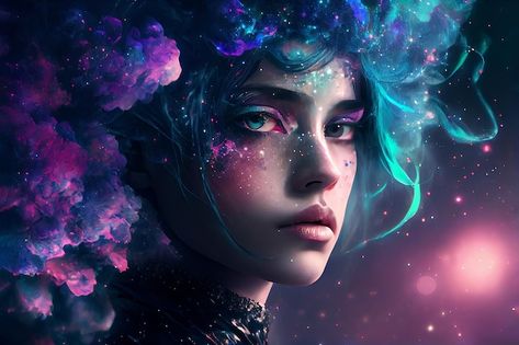 Creative ai generated illustration of fu... | Premium Photo #Freepik #photo #star-sky #galaxy-sky #galaxy-stars #starry Galaxy Portrait, Galaxy Vector, Neo Psychedelia, Bright Makeup, Galaxies Stars, Cover Art Design, Hot Tattoos, Starry Night Sky, Red Bubble