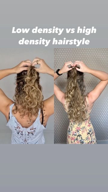 Diede | Wavy Curly Hair Creator ♡ on Instagram: "Short low density hair vs long high density hair 🍓 Ft. @curly.iris Hair styles can be done on all hair types, babes! • • • • #hairstyles #curlyhairstyles #curlyhair #wavyhair #hairstyle #hairtutorial #hairtrends #curlsrock #wavycurly #curls #curlygirls #curlygirl #krullen #dutchgirls" Low Density Hairstyles, Low Density Hair, High Density Hair, Wavy Curly Hair, Curly Girl, All Hair Types, Hair Types, Wavy Hair, Hair Trends