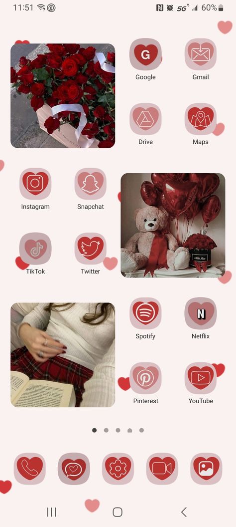 Valentines Phone Layout, Valentines Day Homescreen, Red Widgets, Phone Theme, Ios 16, Ios Wallpapers, Pink Valentines, Instagram And Snapchat, Phone Themes