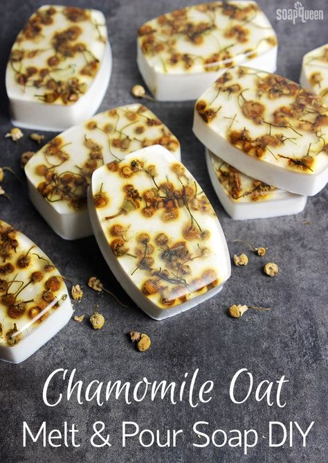 Chamomile Soap, Dried Chamomile, Clear Soap, Soap Queen, Săpunuri Handmade, Handmade Soap Recipes, Chamomile Extract, Soap Making Recipes, Creamy Coffee