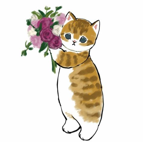 Mofu Sand, Kitten Drawing, Cute Cat Drawing, Kitty Drawing, Cute Cat Wallpaper, Cat Flowers, Cat Artwork, Cat Icon, Cute Cartoon Drawings