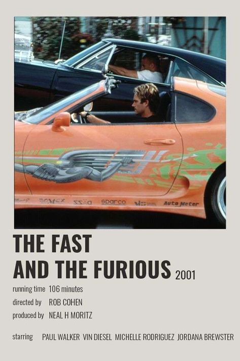 Fast And Furious Minimalist Poster, Fast And Furious Aesthetic Poster, Fast And Furious Movie Poster, Fast And Furious 2001, To Fast To Furious, Movie Fast And Furious, Fast And Furious Cast, Movie Character Posters, The Fast And The Furious