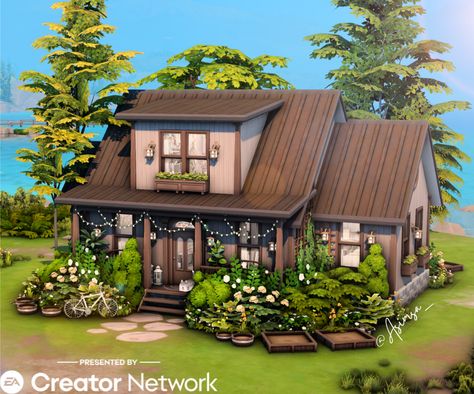 Sims 4 Tiny Cabin, Sims 4 Rustic House, Copperdale House, Sims4 Inspiration, Houses Layout, Sims 4 Houses Layout, Sims Houses, Sims Builds, Sims 4 House Building