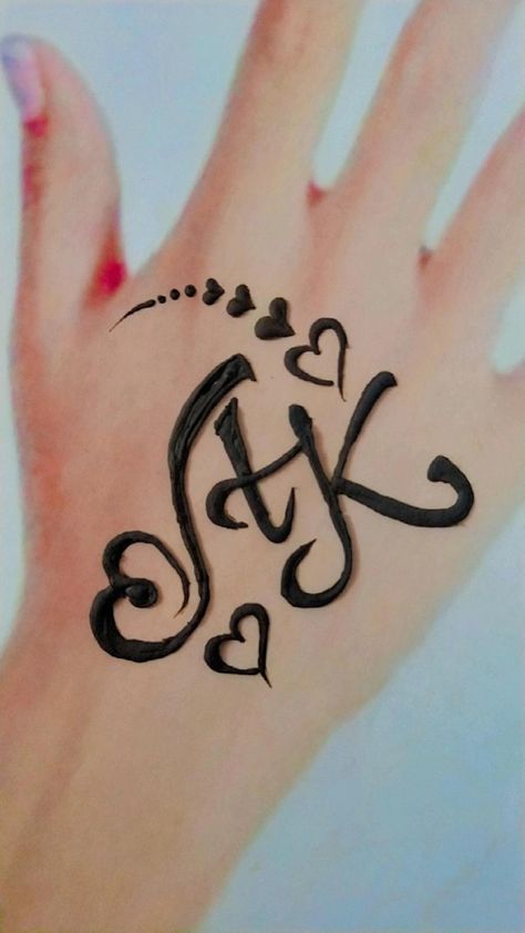 A❤️K Love Mehndi Tattoo 😍 name mehndi design K Name Mehndi Design, A Name Mehndi Design, K Mehndi Design, Name Mehndi Design, Ak Tattoo, K Names, Heena Design, Tattoo Name, Stylish Mehndi