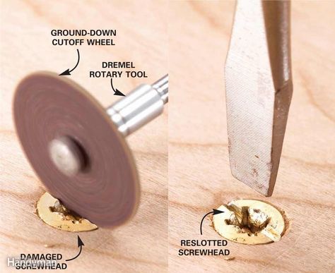 Sanding Small Crevices, Remove Stripped Screw, Dremel Tool Projects, Stripped Screw, Dremel Crafts, Engraving Projects, Tool Tips, Dremel Carving, Handy Woman