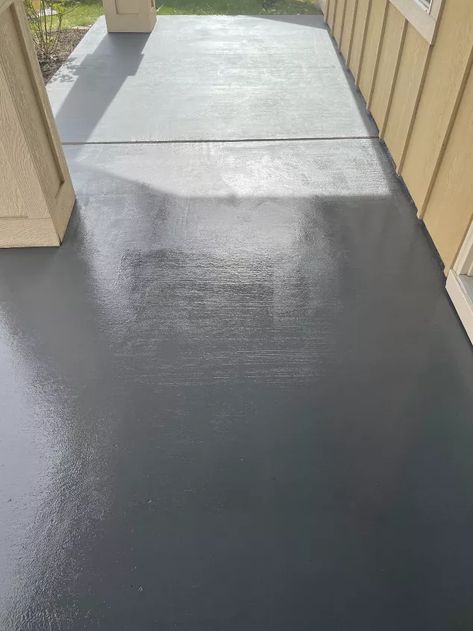 Concrete Front Porch, Painting Front Porch Concrete, Brick Porch, Porch Paint, Painted Concrete, Painted Concrete Floors, Porch Floor, Porch Colors, Painted Patio