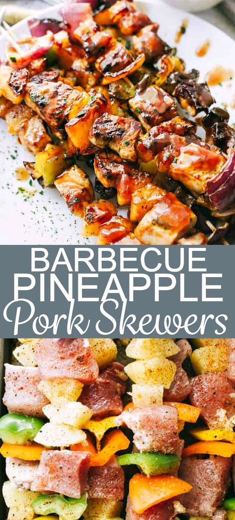 Pork Pineapple Kabobs, Pork And Pineapple Kabobs, Cheap Grilling Ideas, Pork Skewers Kabobs, Pineapple Kebab, Barbecue Pineapple, Pork Belly Skewers, Easy Drinking Games, Pork Pineapple