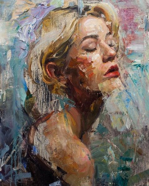 oil painting longing Beautiful Decay, Palette Knife Painting, Oil Painting Portrait, Realistic Paintings, Eyes Closed, Oil Painters, Abstract Portrait, Human Condition, Art Website