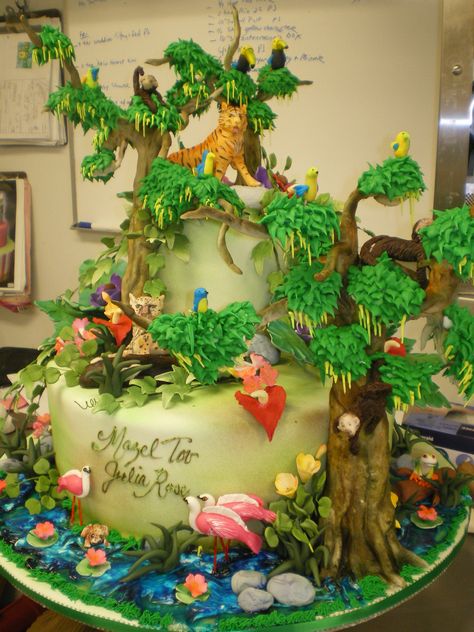 Rain Forest Cake ♥ Rainforest Cake, Africa Cake, Jungle Cake, Animal Cakes, Forest Cake, Handmade Cake, Animal Cake, Novelty Cakes, Love Cake