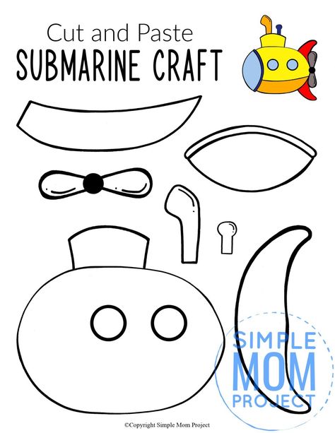 This easy yellow submarine craft is the perfect addition to a vbs summer craft for kids of all ages including preschoolers, toddlers and kindergarten age students. Use the free printable submarine template to make this fun ocean or beach theme art project! #submarine #submarinecraft #SimpleMomProject Submarine Template, Diy Submarine, Submarine Craft, Homeschooling Lessons, Fun Preschool Crafts, Simple Mom Project, Sea Animal Crafts, Ocean Animal Crafts, Under The Sea Crafts