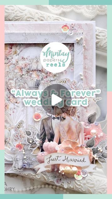 Mintay Papers on Instagram: "Interactive wedding card with „Always & Forever” collection, Decorative Vellum and Basic Card Base by @magical_world_of_art_craft 
#mintaypapers #mintay #mintaypapersalwaysandforever #mintayalwaysandforever #mintaypapersdecorativevellum #mintaydecorativevellum" Mintay Papers Cards, Interactive Wedding, Mintay Papers, Forever Wedding, Always Forever, Interactive Cards, Pop Up Cards, Wedding Paper, Always And Forever