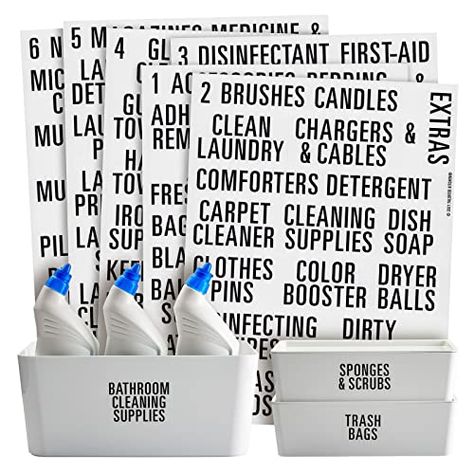 162 Pieces Laundry Room Labels, Bold All Caps Black Print on Clear Stickers for Linen Closet, Cleaning Supplies (Water Resistant) Household Labels, Closet Cleaning Supplies, Laundry Room Labels, Pantry Organization Labels, Closet Labels, Laundry Labels, Closet Cleaning, Cleaning Supply Storage, Acrylic Containers