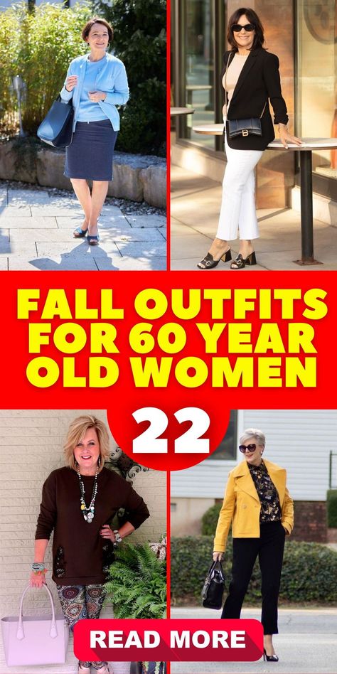 Fall outfits for 60 year old woman offer a mix of casual and classy options. For casual fall days, wear Wallabees with jeans and cozy tops. Business casual attire includes chic blazers and tailored trousers, perfect for the office. For outdoor activities like hiking or golfing, choose practical yet fashionable outfits. Special occasions like weddings or funerals call for elegant dresses. Stay stylish with trendy and affordable fall fashion this season. Edgy Outfits For Women, Classy Plus Size, Fall Business Casual Outfits, Casual Weekend Style, 60 Outfits, 60 Year Old Woman, Plus Size Wedding Guest Dresses, Stylish Tops For Women, Office Casual Outfit