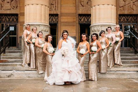 Art Deco Glam: Great Gatsby Wedding in New York Wedding Dress Blush, Deco Wedding Dress, Art Deco Wedding Dress, Gatsby Style Wedding, Hollywood Glam Wedding, Great Gatsby Style, Gatsby Wedding Theme, Peacock Wedding Theme, Girls Bridesmaid Dresses