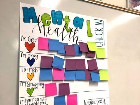 Teacher's mental health check-in chart is going viral - INSIDER Mental Health Week, Classroom Charts, Abnormal Psychology, Mental Health Activities, Adolescent Health, Health Activities, Teacher Design, Teaching High School, High School Teacher