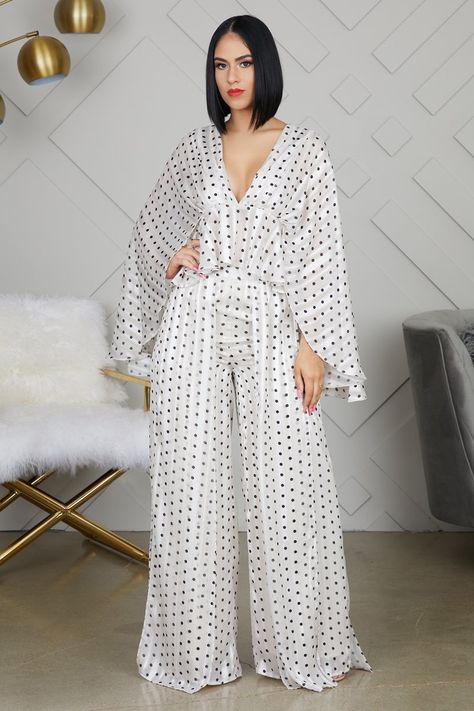 Polka Pants Set Two Is Better Than One, Slay The Day, Ethno Style, Afrikaanse Mode, Print Jumpsuit, Jumpsuit Fashion, Birthday Photoshoot, African Fashion Dresses, Polka Dot Print