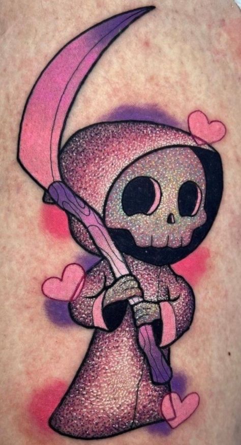 Cute Halloween Tattoos, Pumpkin Tattoo, Grim Reaper Tattoo, Reaper Tattoo, Halloween Symbols, Butterfly Tattoos For Women, Skeleton Tattoos, Fantasy Tattoos, Sugar Skull Tattoos