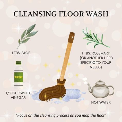 Cleansing Floor Wash, Natural Cleaning Products Diy, Kitchen Witch Recipes, House Cleansing, Vinegar Uses, Witch Spirituality, Magic Spell Book, Energy Healing Spirituality, Spiritual Cleansing