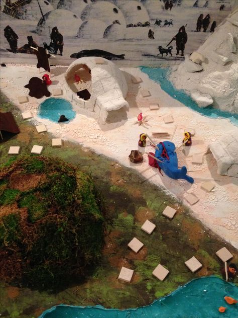 Inuit diorama board game Diorama Kids, Indian Project, Diarama Ideas, Native American Projects, Native American Studies, Inuit Art, Native American Crafts, History Activities, Animal Habitats