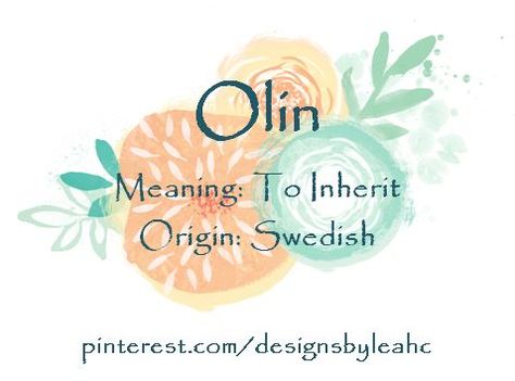 Baby Boy Name: Olin. Meaning: To Inherit. Origin: Swedish. Nickname: Ollie. Meaningful Baby Names, Baby Name Generator, Baby Boy Name, Name Origins, Unusual Baby Names, Girls Names, Fantasy Names, Name Suggestions, Aesthetic Names