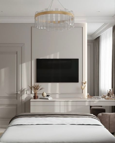 Tv Bedroom Ideas, Vibe Bedroom, Beautiful Bedroom Colors, Tv Unit Interior Design, Luxe Bedroom, Design Your Bedroom, Bedroom False Ceiling Design, Tv In Bedroom, Classic Bedroom