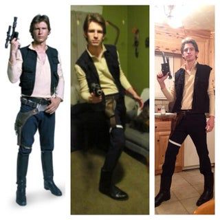 Diy Han Solo Costume, Han Solo Halloween Costume, Easy Star Wars Costumes, Star Wars Couple Costume, Han Solo Outfit, Princess Leia Costume Diy, Han Solo Costume, Star Wars Costumes Diy, Princess Leia Costume