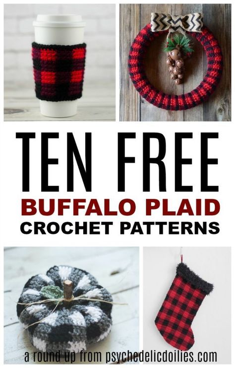 10 Free Buffalo Plaid Crochet Patterns Buffalo Plaid Crochet, Crochet Buffalo, Plaid Crochet, Fall Crochet Patterns, Plaid Hats, Easy Crochet Projects, Holiday Crochet, Christmas Crochet Patterns, Crochet Items