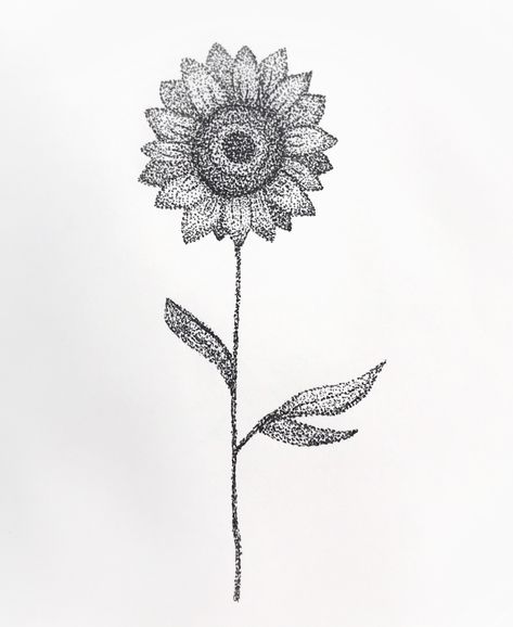 Sunflower Ornamental Tattoo, Sunflower Tattoo Dotwork, Sunflower Stippling, Sunflower Bundle Tattoo, Sunflower Garden Tattoo, Pointillism Tattoo, Sunflower Tattoo, Lotus Flower Tattoo, Flower Tattoo