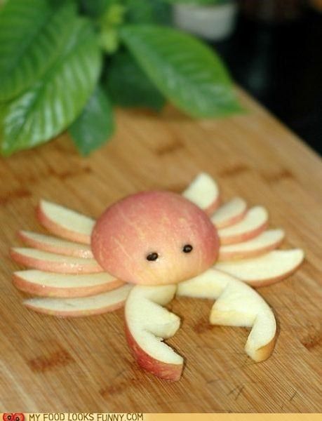 Aa - The Rare Ten Legged Apple Crab Crab Decorations, Apple Crab, Decorações Com Comidas, Fishing Party, Sea Birthday Party, Food Carving, Cute Snacks, Crab Apple, Fun Kids Food