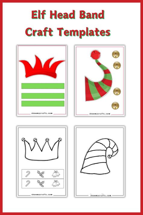 This free elf hat template is fun to make. And it is free to print and use as a fun Christmas craft for kids. #elf #elves #elfcraft #elfhat #christmas#christmascrafts #kidscrafts #printable #papercrafts Elf Headband Craft For Kids, Elf Hats Craft For Kids, Christmas Hat Printable, Elf Hat Diy, Elf Hat Template, Elf Hat Craft, Elf Headband, Headband Template, Elf Cards