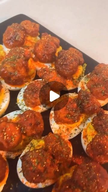 Seafood Network🦞🦐🦀🦑🐙🍤 on Instagram: "Honey 🍯 Hot Lemon Pepper Shrimp Deviled Eggs‼️
🎥 @cookingwithcameo_ 

Chile listen!!" Shrimp Deviled Eggs, Lemon Pepper Shrimp, Pepper Shrimp, Lemon Pepper, Deviled Eggs, Seafood, Lemon, Snacks, Stuffed Peppers