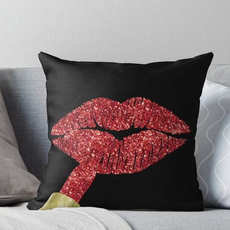 Coushin Covers, Ruby Red Lipstick, Eyelash Pillow, Pouty Lips, Kiss Lipstick, Glam Room, Pretty Pillow, Cute Pillows, Diy Pillows