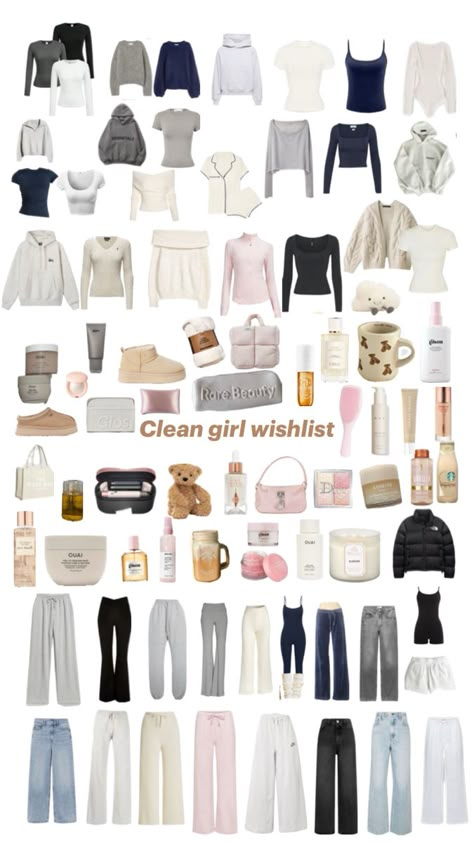 What To Shop For Clothes, Clean Girl Closet Essentials, Clean Girl Aesthetic Must Haves, Stores To Get Cute Clothes, Comfy Pretty Outfits, Clean Girl Aesthetic Outfit Ideas, Clean Girl Outfit Inspo Summer, That Girl Things To Buy, Clothes Every Girl Should Have