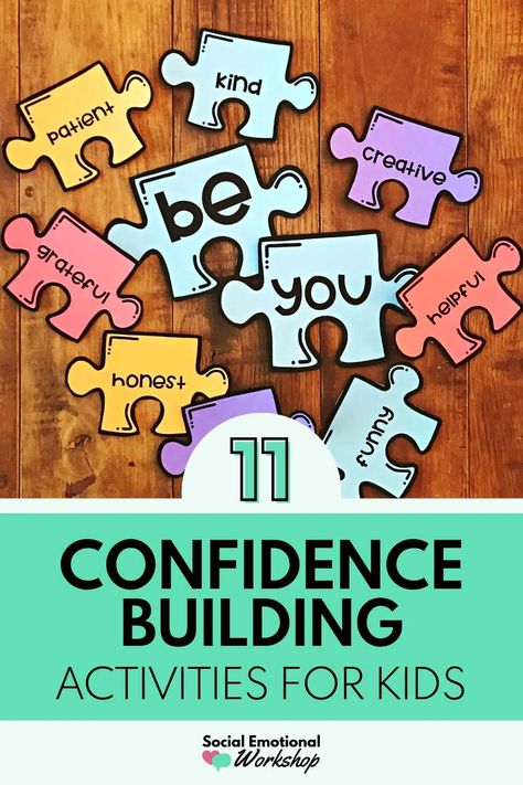 Check out these 11 confidence-building activities for kids. Through activities focused on responsibility, self-esteem, responsibility, belonging, and self awareness, students will feel more confident. School counselors and classroom teachers can use these activities. They are perfect for elementary students. Cbt Activities For Kids, Building Activities For Kids, Self Esteem Building Activities, Cbt Activities, Confidence Activities, Confidence Building Activities, Building Games For Kids, Coping Skills Activities, School Counseling Activities