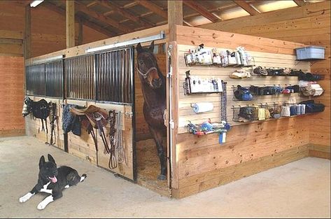 Horse Grooming Station, Rustic Tack Room Ideas, Horse Grooming Stall, Tack Room Layout, Wash Stalls For Horses, Tackroom Organization, Small Stable Ideas, Small Tack Room Organization, Small Tack Room