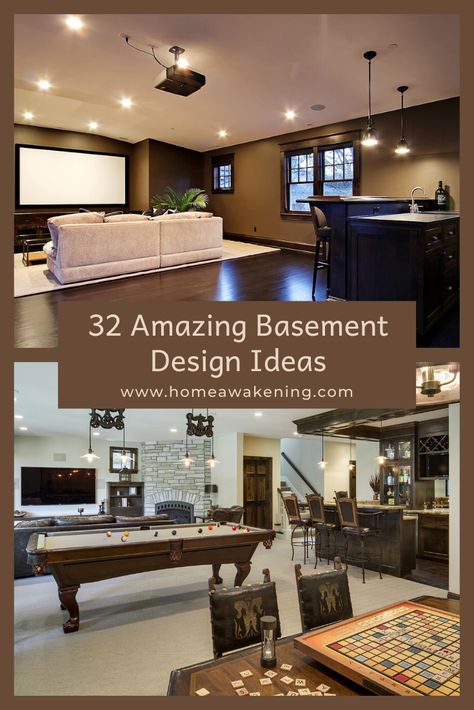 Check out these 32 finished basement design ideas #finishedbasement #basement #homedesign Small Finished Basements, Small Basement Design, Finished Basement Designs, Contemporary Basement, Basement Bar Design, Basement Layout, Modern Basement, Basement Bar Designs, Basement Inspiration