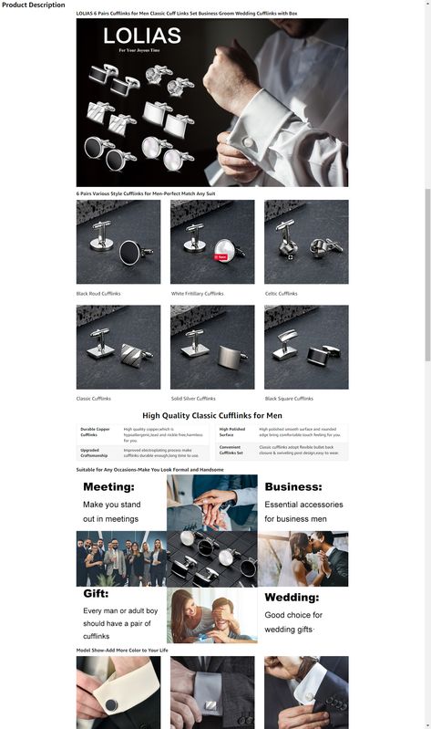 Amazon.com: LOLIAS 6 Pairs Cufflinks for Men Classic Cuff Links Tuxedo Shirt Buttons and Cufflinks Business Groom Wedding Silver Mens Cufflinks Set with Gift Box: Clothing, Shoes & Jewelry Cuff Links For Men, Mens Cufflinks, Wedding Silver, Content Design, Tuxedo Shirt, Men Classic, Cufflink Set, Tuxedo Shirts, Cufflinks Men