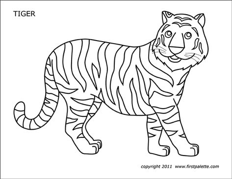 Tiger | Free Printable Templates & Coloring Pages | FirstPalette.com Colouring In, Tiger Printable, Tiger Coloring, Free Coloring Pictures, Zoo Animal Coloring Pages, Shopkins Colouring Pages, Animal Printables, Disney Princess Coloring Pages, Tiger Pictures