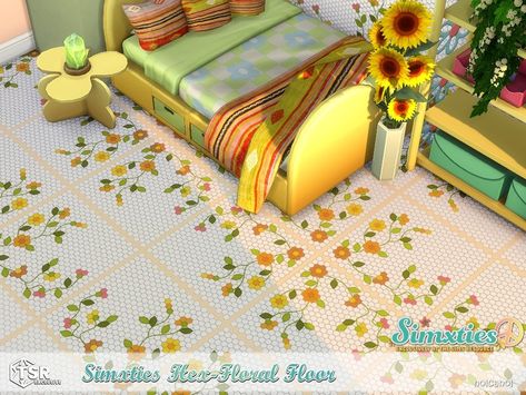 The Sims Resource - Simxties Hex-Floral Floor Legacy Challenge, Floral Floor, Furniture Cc, Cc Furniture, Fairy Home, Sims 4 Cc Furniture, Sims Community, Ts4 Cc, Sims House