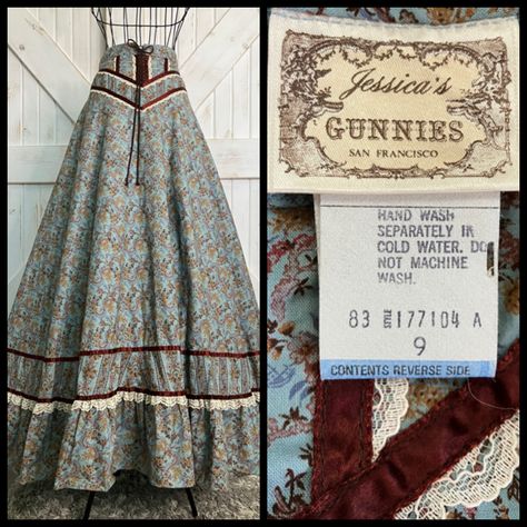 70s Gunne Sax Dresses, 1970's Outfits, Sewing Cottagecore, Cottagecore Patterns, 1970's Dresses, Gunne Sax Pattern, Sack Dresses, 1970s Outfits, Gunne Sax Skirt